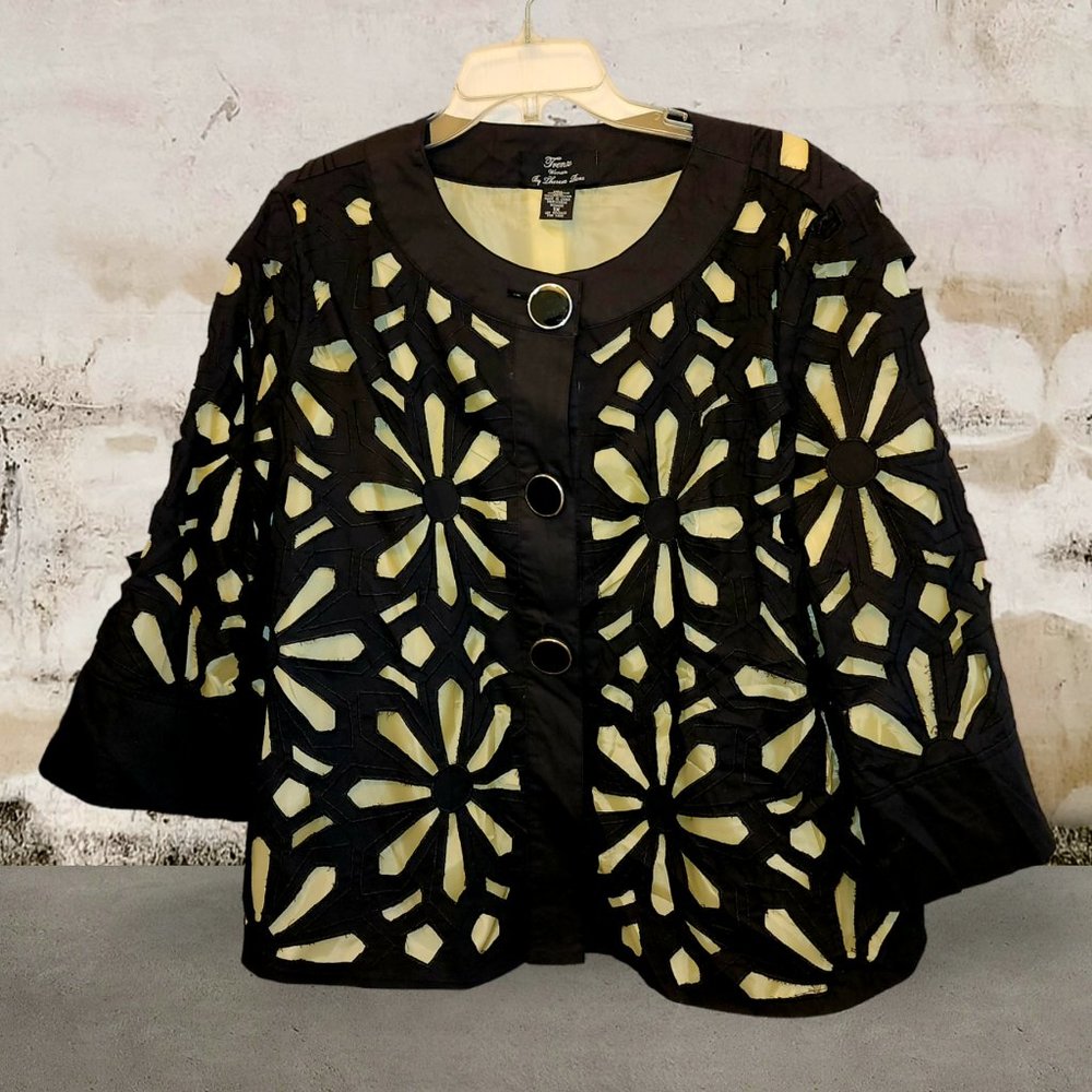 Trenz By Theresa Renz 1X Jacket Black And Yellow Green Cutout